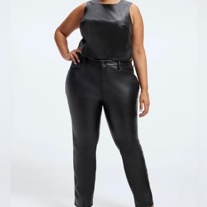 Good American Good Icon Black Faux Leather Pants 26